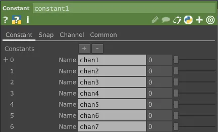 Constant CHOP parameters expanded to seven named channels.